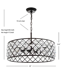 Jonathan Y Gabrielle 23" Crystal,Metal Led Pendant Oil-Rubbed