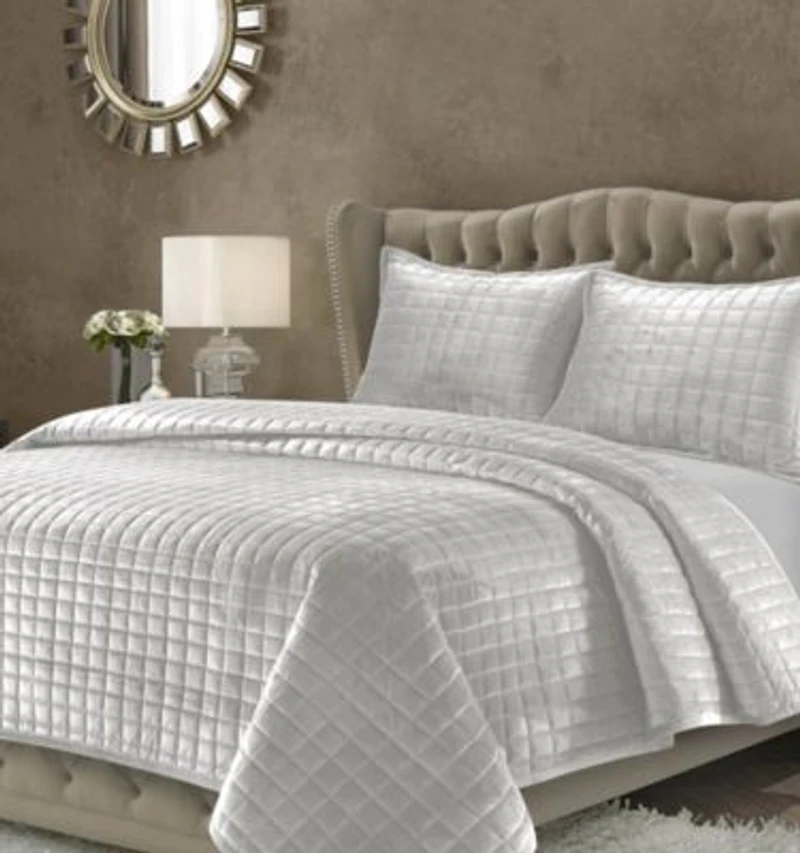 Tribeca Living Florence Velvet Solid Oversized Quilt Sets