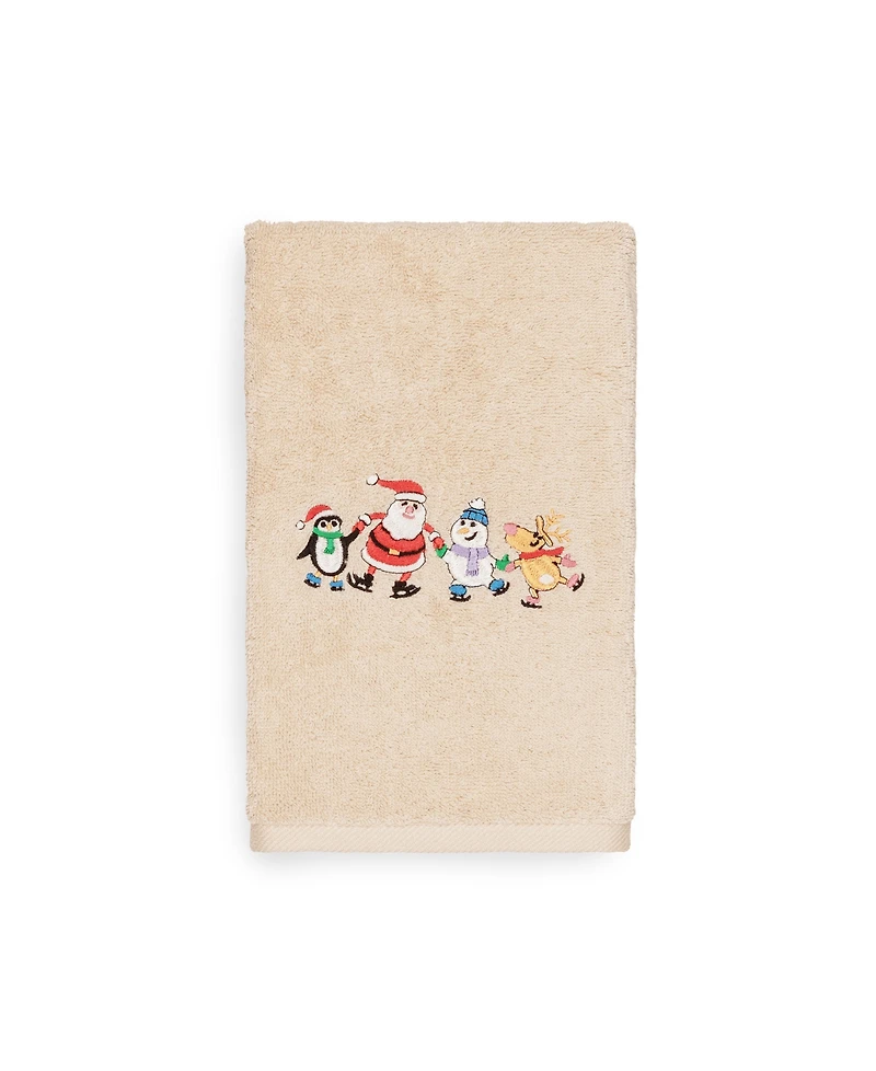 Linum Home Christmas Skating Party 100% Turkish Cotton Hand Towel