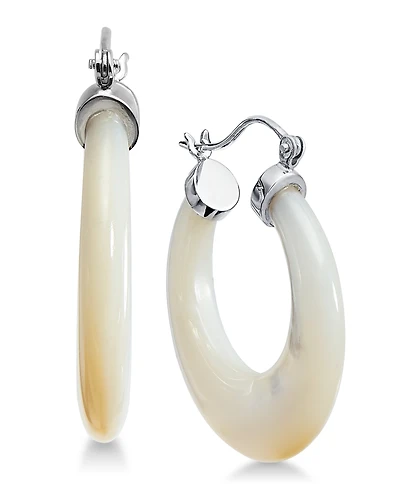 Mother-of-Pearl Hoop Earrings in Sterling Silver