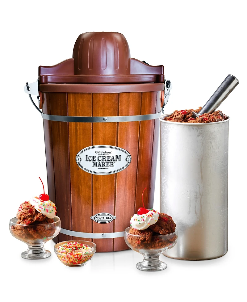 Nostalgia ICMP600WD 6-Quart Wood Bucket Ice Cream Maker