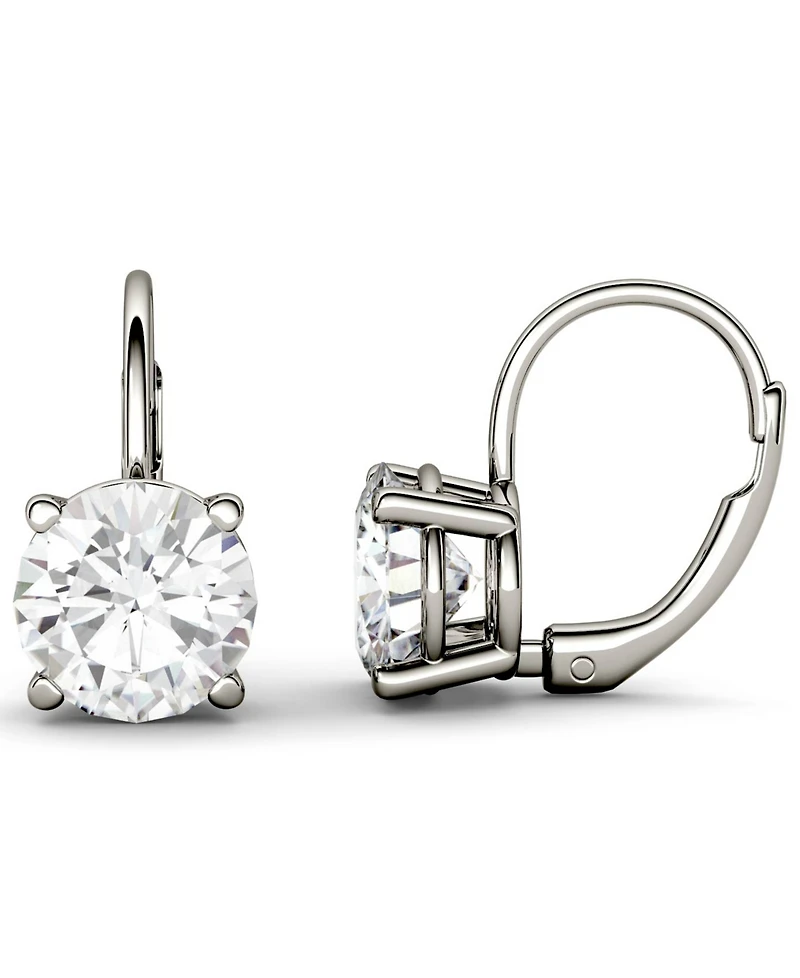 Moissanite Leverback Earrings (3 ct. t.w. Diamond Equivalent) 14k White or Yellow Gold