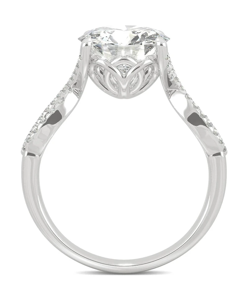 Moissanite Round Twisted Shank Ring (2-9/10 ct. tw. Diamond Equivalent) 14k White Gold