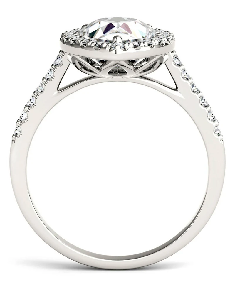 Moissanite Pear Halo Ring (2-5/8 ct. tw. Diamond Equivalent) in 14k White Gold