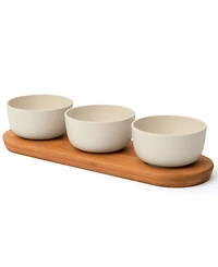 BergHOFF Leo Collection 3 Piece Bowl Set with Bamboo Tray
