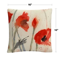 Baldwin heila Golden Red Poppy Light Floral Abstract Decorative Pillow, 16" x 16"