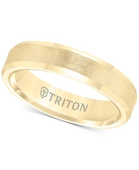 Triton Bevel Edge Comfort Fit Band Yellow Tungsten Carbide