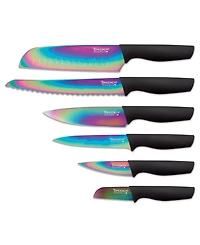 Tomodachi Rainbow Black 12-Pc. Knife Set with Matching Blade Guards, Titanium