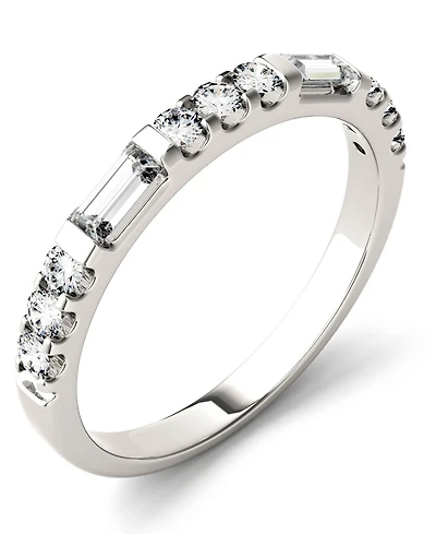 Moissanite Round and Baguette Stackable Ring (1/2 ct. tw. Diamond Equivalent) 14k White Gold