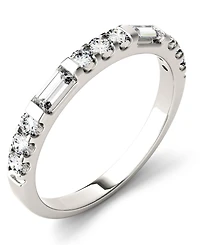 Moissanite Round and Baguette Stackable Ring (1/2 ct. tw. Diamond Equivalent) 14k White Gold