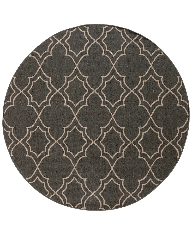 Livabliss Alfresco Alf-9590 Black 8'9" Round Area Rug, Indoor/Outdoor
