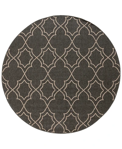 Livabliss Alfresco Alf-9590 Black 8'9" Round Area Rug, Indoor/Outdoor