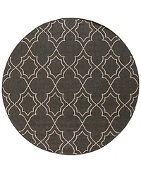 Livabliss Alfresco Alf-9590 Black 8'9" Round Area Rug, Indoor/Outdoor