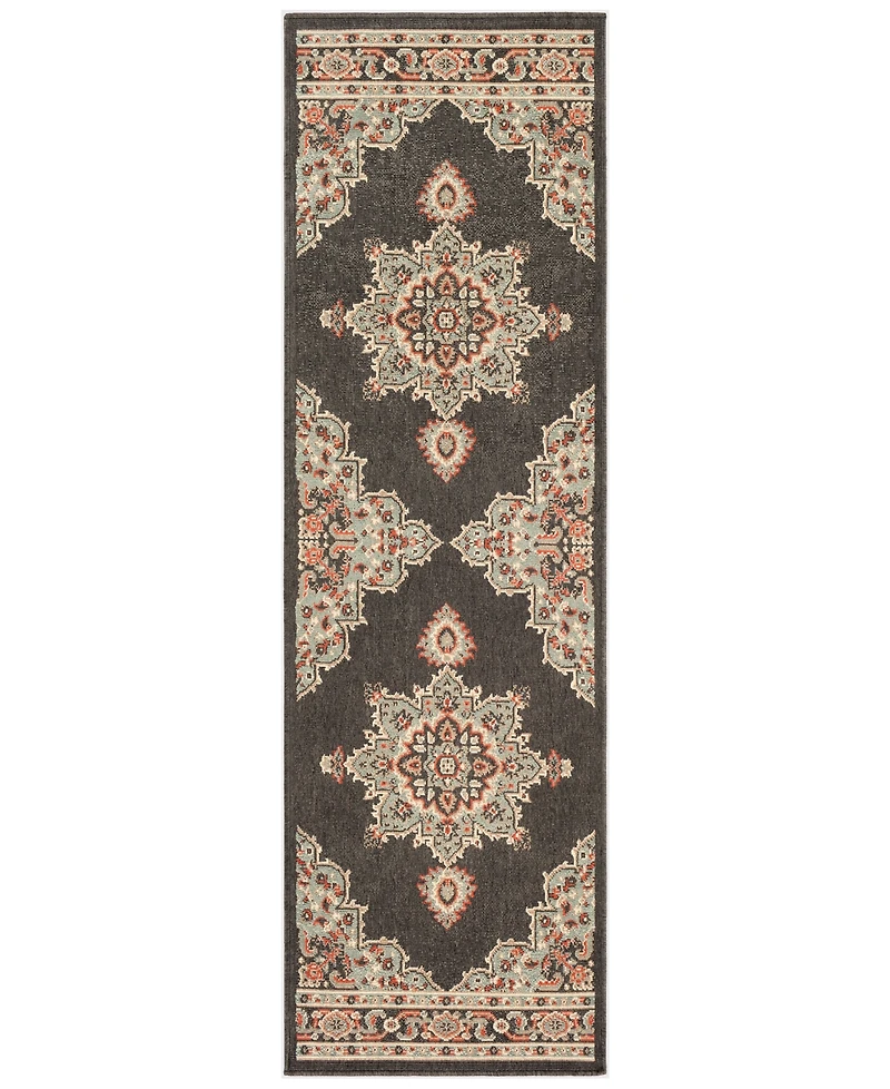 Livabliss Alfresco Alf-9671 Black 2'3" x 11'9" Runner Area Rug, Indoor/Outdoor