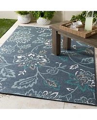 Livabliss Alfresco Alf-9673 Charcoal 8'9" Round Area Rug, Indoor/Outdoor