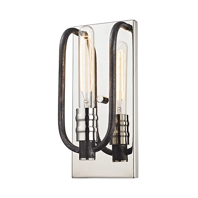 Continuum 1 Light Wall Sconce in Silvered Graphite with Polished Nickel Accents