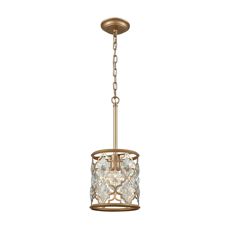 Armand 1 Light Pendant in Matte Gold with Clear Crystal