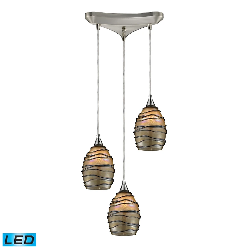 Vines 3-Light Pendant in Satin Nickel