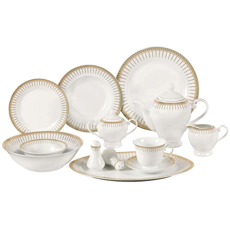 Lorren Home Trends Aria 57-pc Dinnerware Set, Service for 8