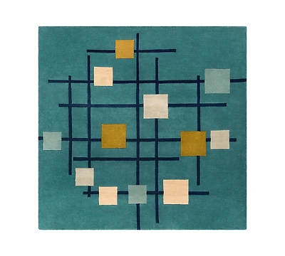 Livabliss Forum Fm-7201 Teal 4' Square Area Rug