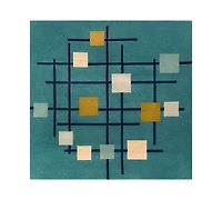 Livabliss Forum Fm-7201 Teal 4' Square Area Rug