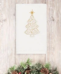 Linum Home Christmas Tree Scroll 100 Turkish Cotton Hand Towel