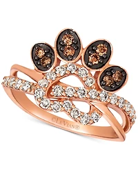 Le Vian Heart & Paw Print Nude & Chocolate Diamond Ring (5/8 ct. t.w.) in 14k Rose Gold
