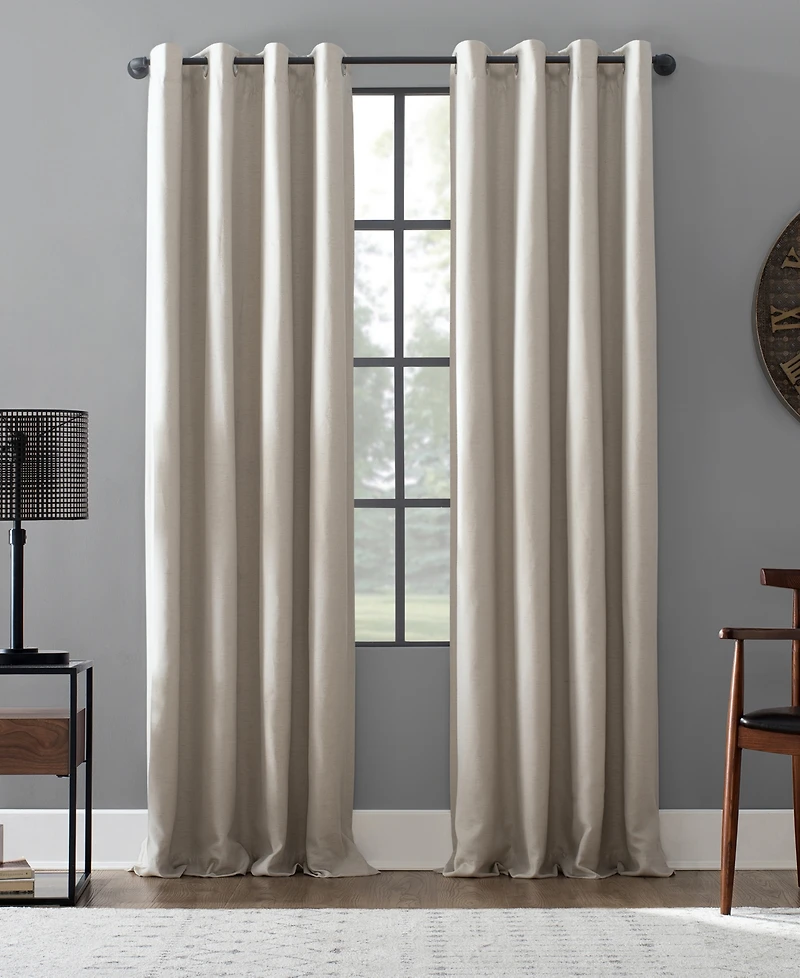 Linen Blend Blackout Grommet Top Curtain