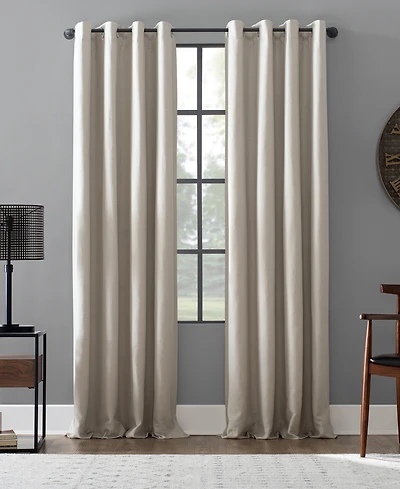 Linen Blend Blackout Grommet Top Curtain