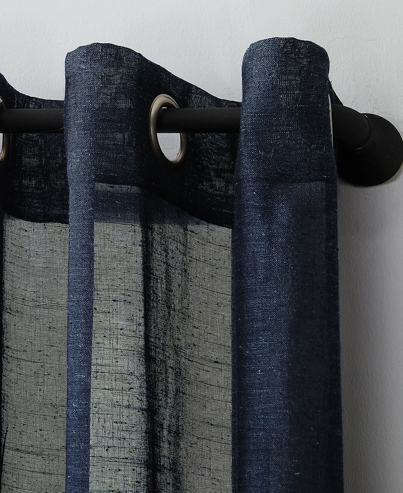Slub Textured Linen Blend Grommet Top Curtain