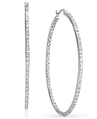 Sterling Silver Earrings, Diamond Accent Large Hoop Earrings