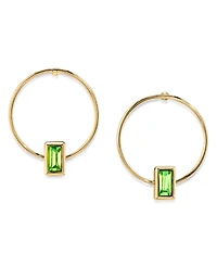 2028 14K Gold-tone Rectangle Crystal Hoop Stainless Steel Post Small Earrings