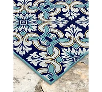 Liora Manne' Ravella 2253 Floral Tile Blue 2' x 3' Indoor/Outdoor Area Rug