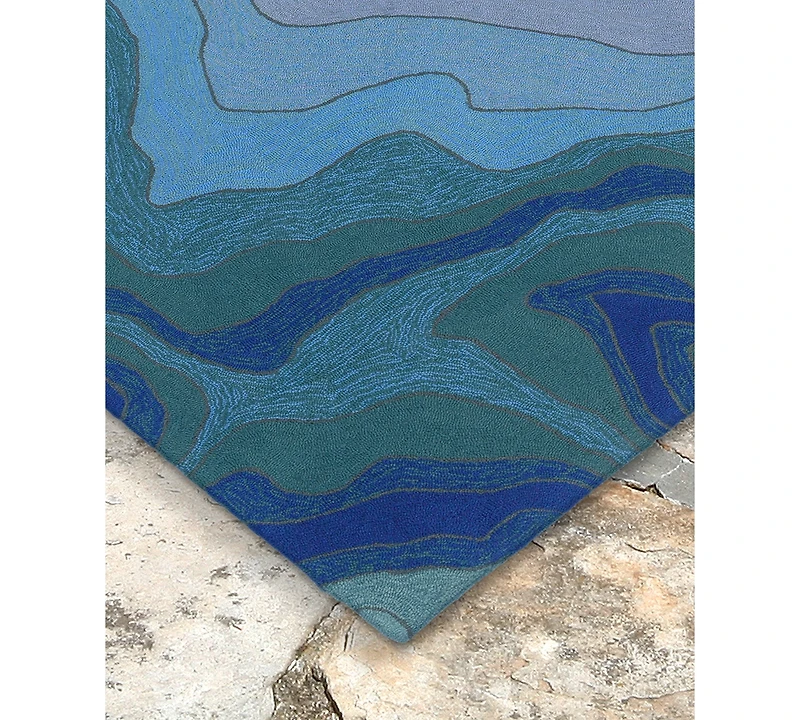 Liora Manne' Ravella 2267 Mykonos Blue 2' x 8' Indoor/Outdoor Runner Area Rug