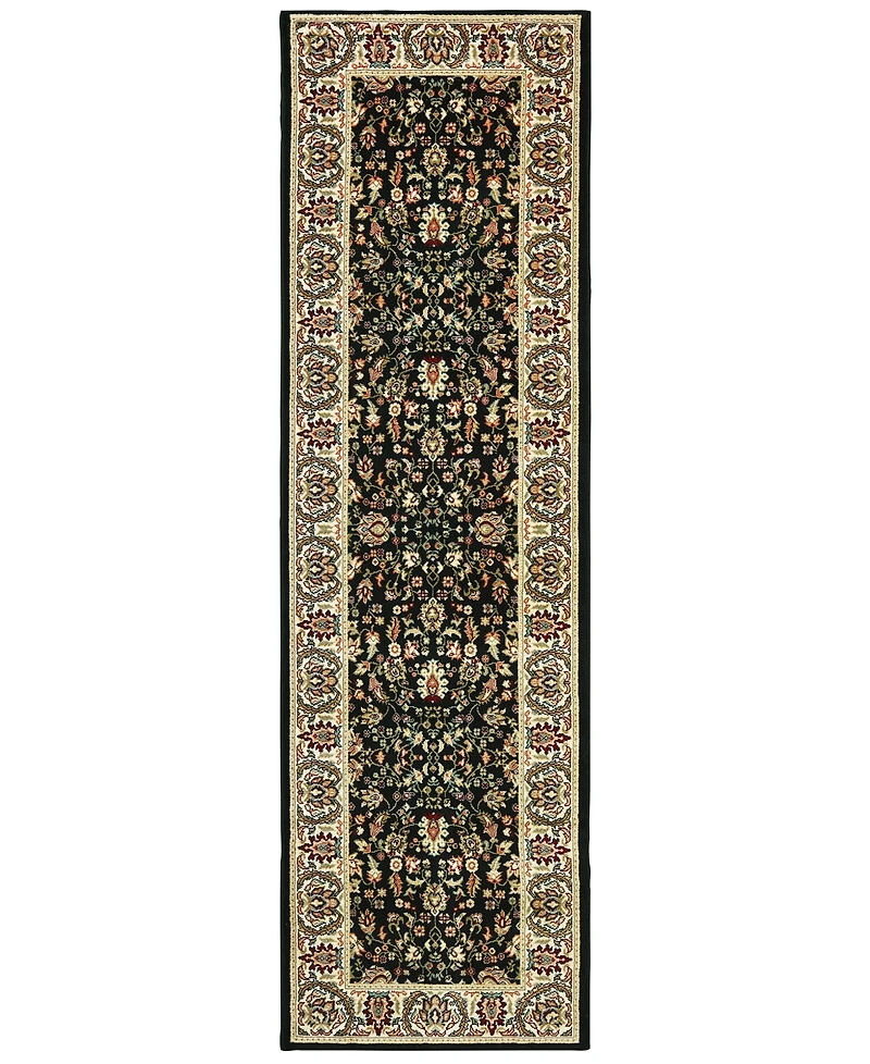 Closeout! Oriental Weavers Kashan 108B Black/Ivory 2'3" x 7'6" Runner Area Rug