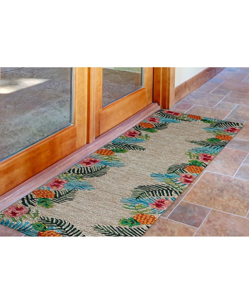 Liora Manne' Ravella 2280 Tropical Neutral 2' x 8' Indoor/Outdoor Runner Area Rug