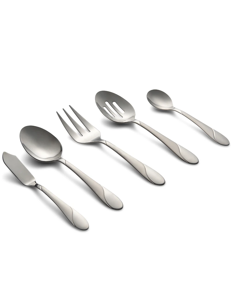 Cambridge Silversmiths Swirl Sand 89-Piece Flatware Set, Service for 12