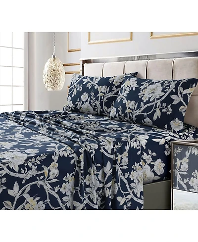Tribeca Living Colmar Printed 300 Thread Count Cotton Sateen Extra Deep Pocket Sheet Set Set