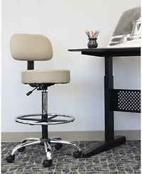 Boss Office Products Caressoft Medical/Drafting Stool W/ Back Cushion