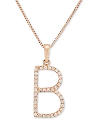 Diamond (1/10 ct. t.w.) Initial Pendant Necklace in 10k Rose Gold, 16" + 2" extender