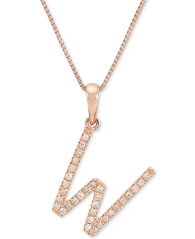 Diamond (1/10 ct. t.w.) Initial Pendant Necklace in 10k Rose Gold, 16" + 2" extender