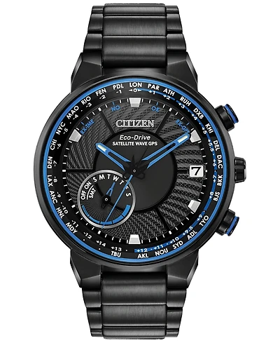 Citizen Eco-Drive Men's Satellite Wave Gps Black-Tone Stainless Steel Bracelet Watch 44mm