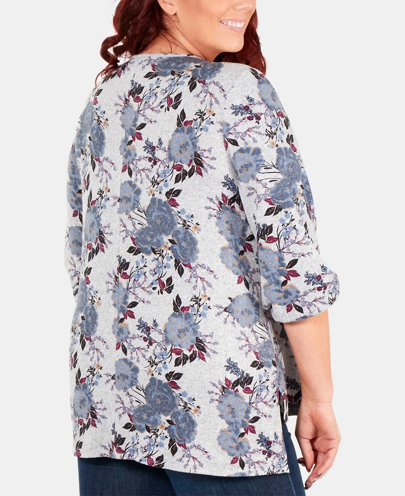 Ny Collection Plus Size Printed Necklace Top