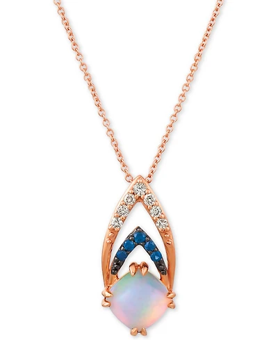 Le Vian Neopolitan Opal (3/4 ct. t.w.), Passion Ruby Accent & Nude Diamonds (1/10 ct. t.w.) 18" Pendant Necklace in 14k Rose Gold