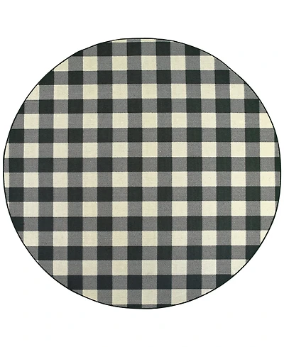 Oriental Weavers Marina 1932K Black/Ivory 7'10" Indoor/Outdoor Round Area Rug