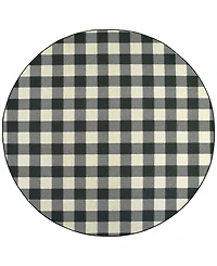 Oriental Weavers Marina 1932K Black/Ivory 7'10" Indoor/Outdoor Round Area Rug