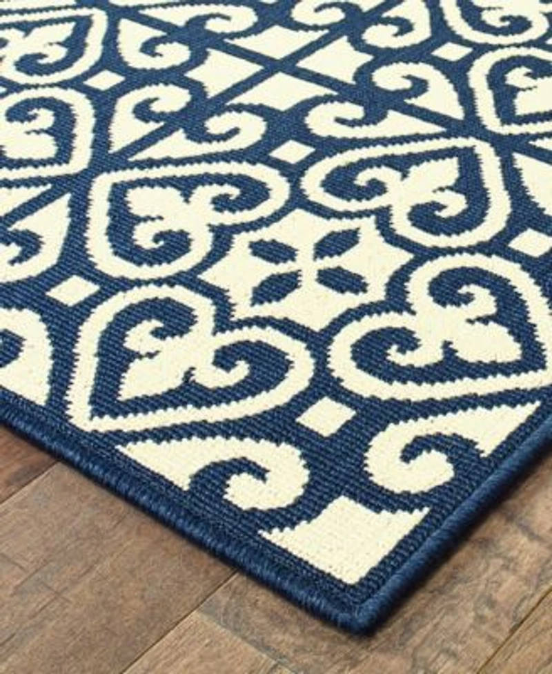Oriental Weavers Marina 5927b Ivory Navy Indoor Outdoor Rug