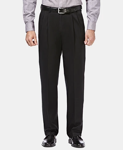 Haggar Men's Premium No Iron Khaki Classic Fit Pleat Hidden Expandable Waist Pants