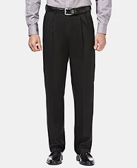 Haggar Men's Premium No Iron Khaki Classic Fit Pleat Hidden Expandable Waist Pants