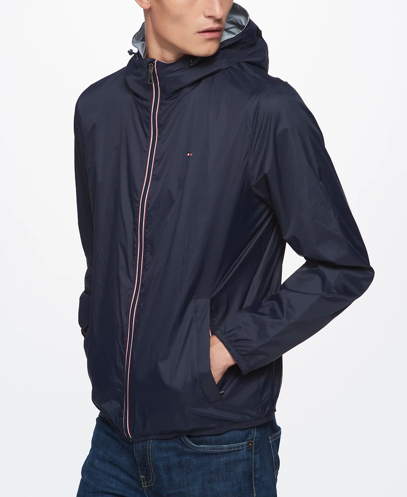 Tommy Hilfiger Men's Zip-Front Hooded Nylon Windbreaker